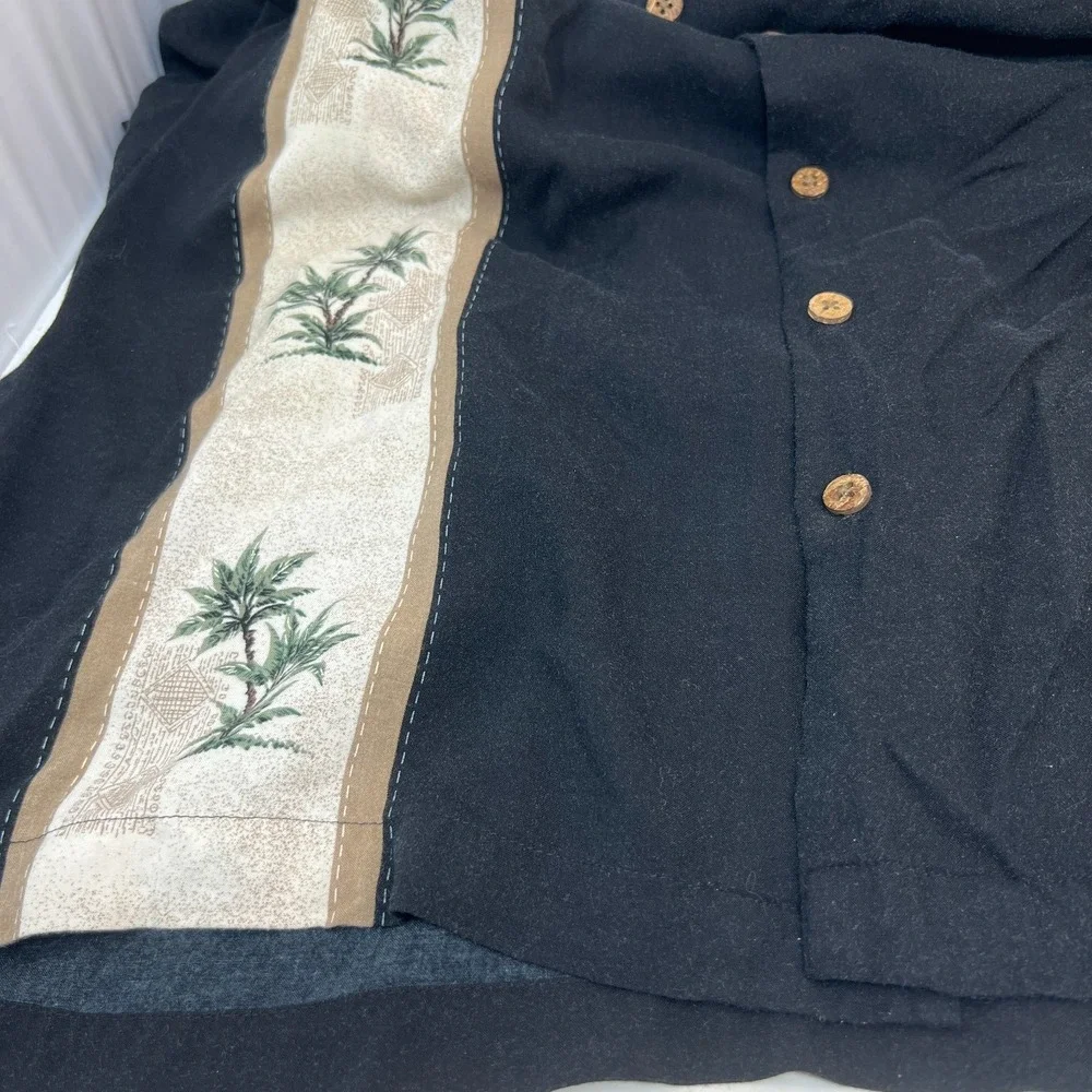 Hollis River Shirt Mens 3XL Black Rayon Short Sleeve Shirt Palm Trees‎